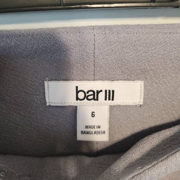 BAR III Textured Crepe Paper Bag Straight Leg Ankle Pants Women's 6 Moonstone - Picture 2 of 4